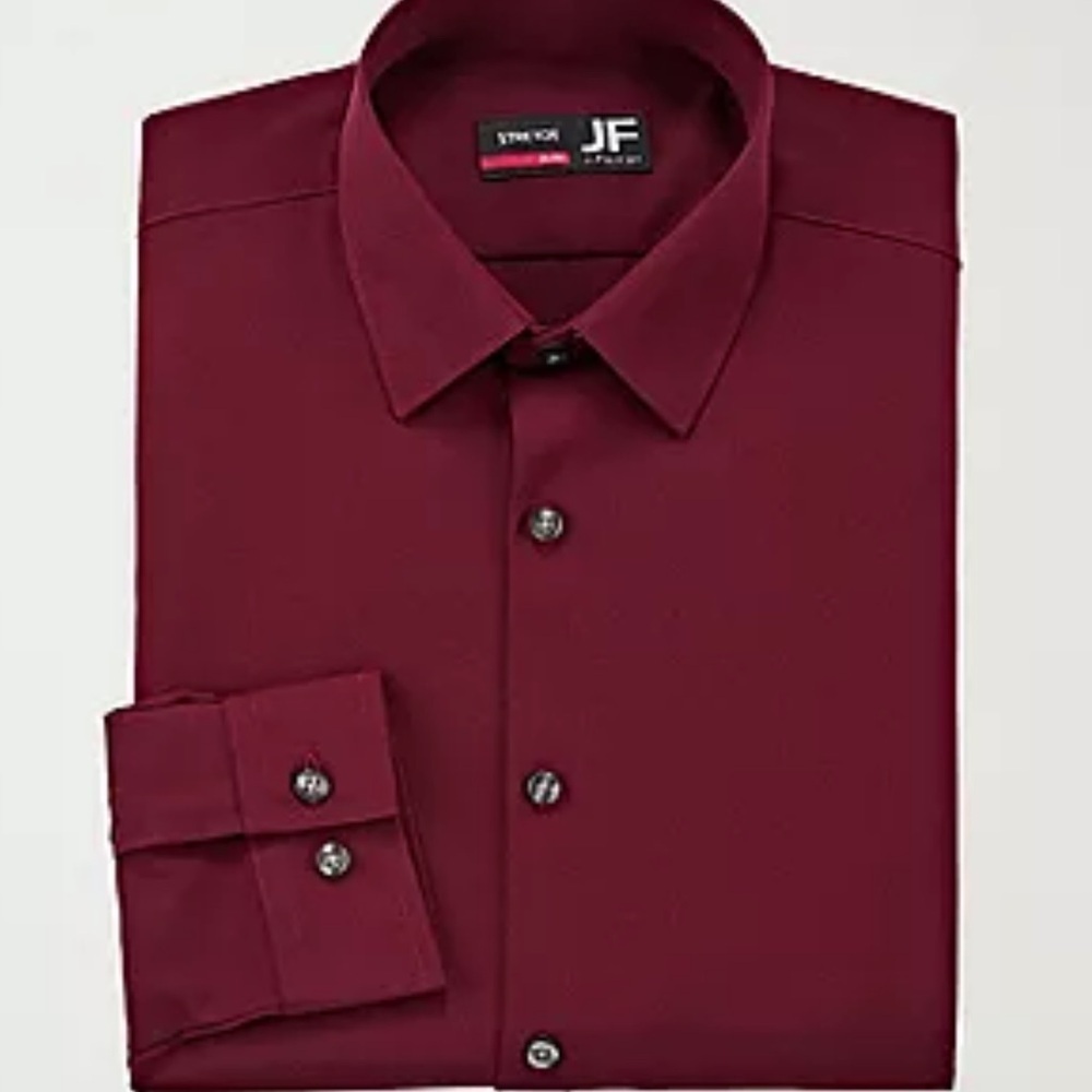 JF J.Ferrar Men's Big & Tall Burgundy Dress Shirt Sz 5XL 38-39